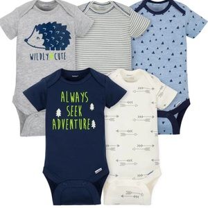 5-Pack Boys Hedgehog short sleeved onesies. Newborn, NWT.